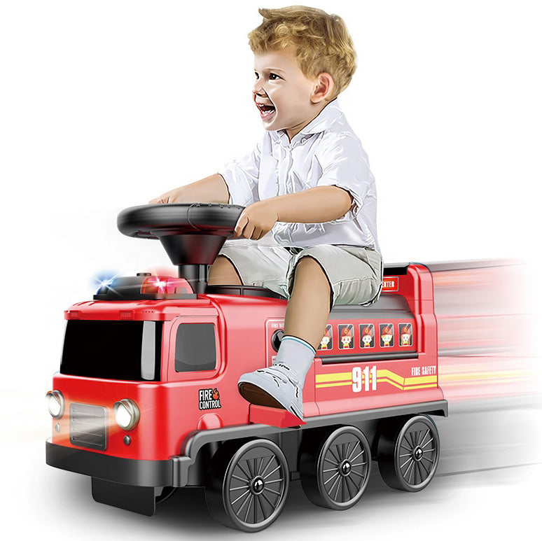 ミニカー＆コース付き足けり乗用玩具 消防車 アドベンチャー　4台セット　販促動画付📹