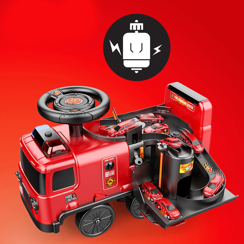 ミニカー＆コース付き足けり乗用玩具 消防車 アドベンチャー　4台セット　販促動画付📹